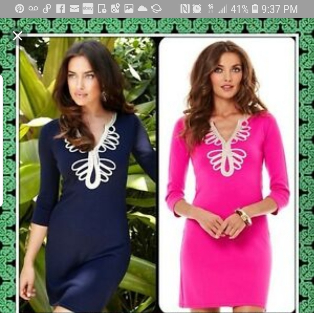 Lilly Pulitzer Devlin gold and navy dress sz L